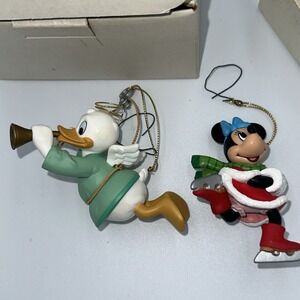 Vintage 80's Disney Minnie Mouse Donald Duck Christmas Ornament  By Grolier